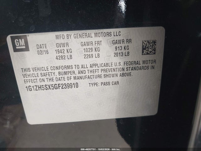 Продаж на аукціоні авто 2016 Chevrolet Malibu Premier, vin: 1G1ZH5SX5GF239910, номер лоту: 46257701