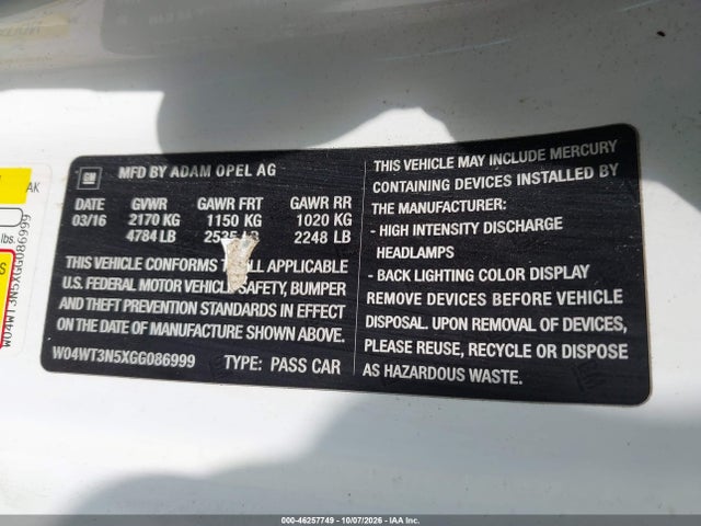 Buick Cascada Premium 2016 W04WT3N5XGG086999 Image 9