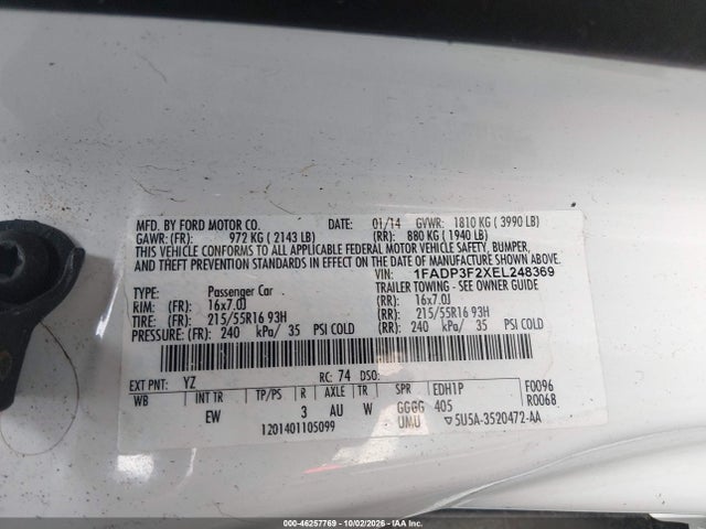 Продажа на аукционе авто 2014 Ford Focus Se, vin: 1FADP3F2XEL248369, номер лота: 46257769
