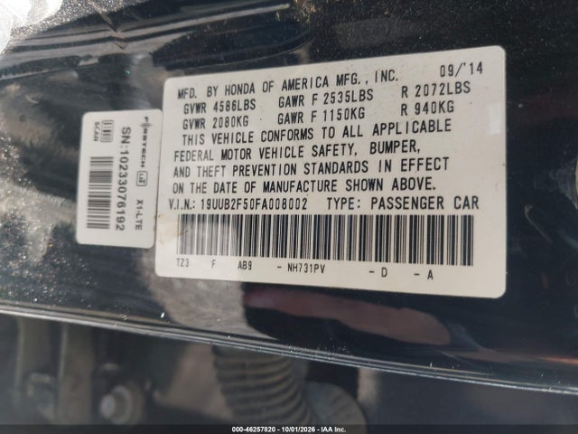 Auction sale of the 2015 Acura Tlx V6 Tech, vin: 19UUB2F50FA008002, lot number: 46257820