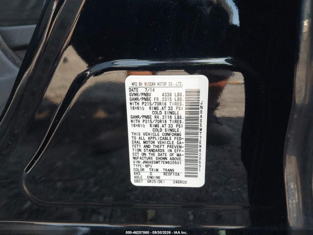 Aukcja sprzedaży 2014 Nissan Rogue Select S, vin: JN8AS5MT7EW620501, numer aukcji: 46257860