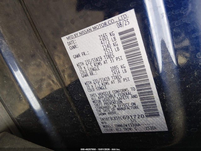 Aukcja sprzedaży 2026 Nissan Rogue Sl, vin: 5N1BT3CB5TC691720, numer aukcji: 46257950