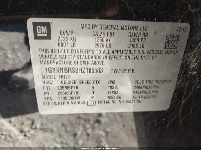 Продаж на аукціоні авто 2017 Cadillac Xt5 Luxury, vin: 1GYKNBRS0HZ100563, номер лоту: 46257972
