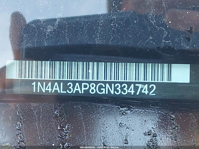 46258240 :رقم المزاد ، 1N4AL3AP8GN334742 vin ، 2016 Nissan Altima 2.5 Sr مزاد بيع