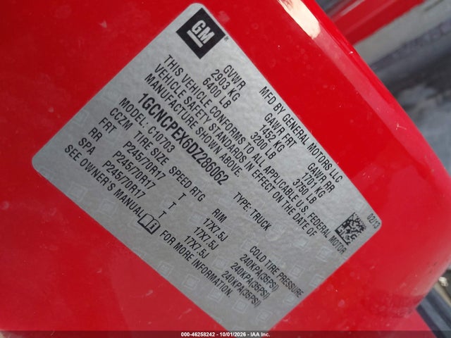 46258242 :رقم المزاد ، 1GCNCPEX6DZ286062 vin ، 2013 Chevrolet Silverado 1500 Work Truck مزاد بيع