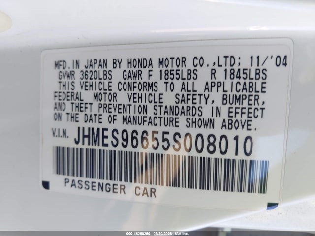 Продаж на аукціоні авто 2005 Honda Civic Hybrid, vin: JHMES96655S008010, номер лоту: 46258260