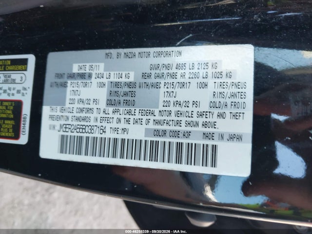 Aukcja sprzedaży 2011 Mazda Cx-7 I Sv, vin: JM3ER2A56B0387164, numer aukcji: 46258339