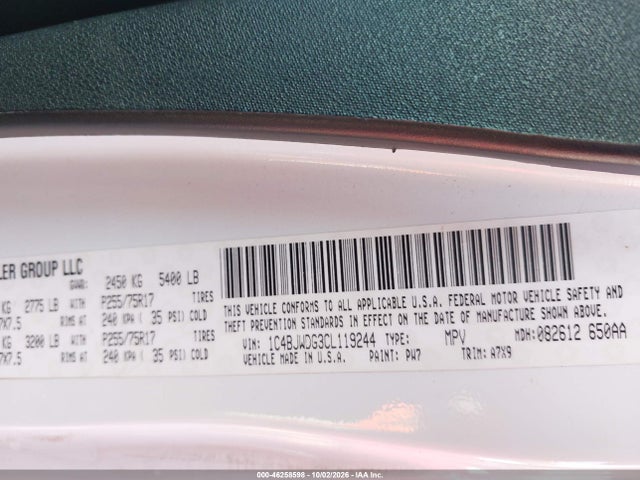 Продажа на аукционе авто 2012 Jeep Wrangler Unlimited Sport, vin: 1C4BJWDG3CL119244, номер лота: 46258598