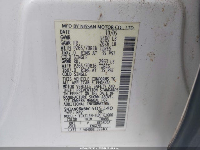 Продаж на аукціоні авто 2006 Nissan Xterra S, vin: 5N1AN08W66C505140, номер лоту: 46258740
