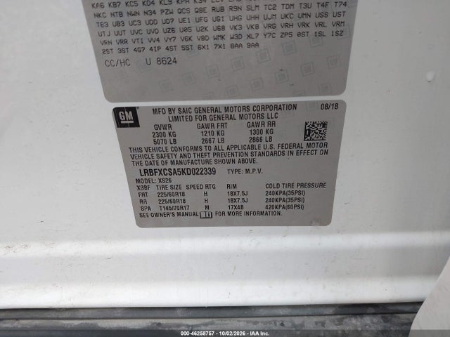 Продажа на аукционе авто 2019 Buick Envision Fwd Essence, vin: LRBFXCSA5KD022339, номер лота: 46258757
