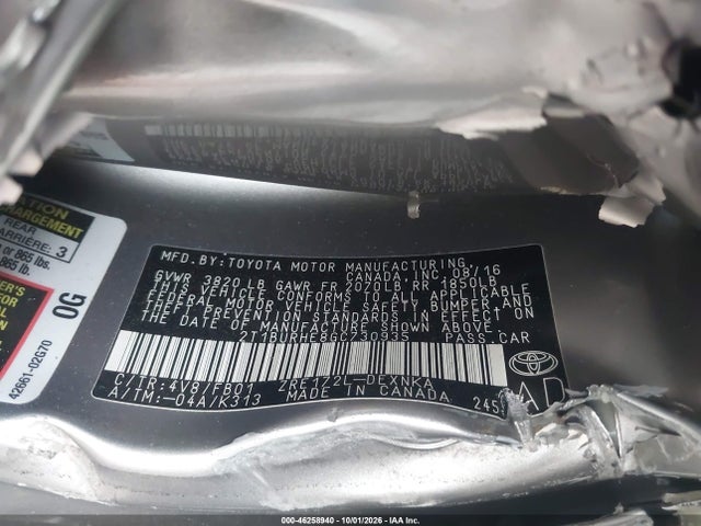 Продажа на аукционе авто 2016 Toyota Corolla Le, vin: 2T1BURHE8GC730935, номер лота: 46258940
