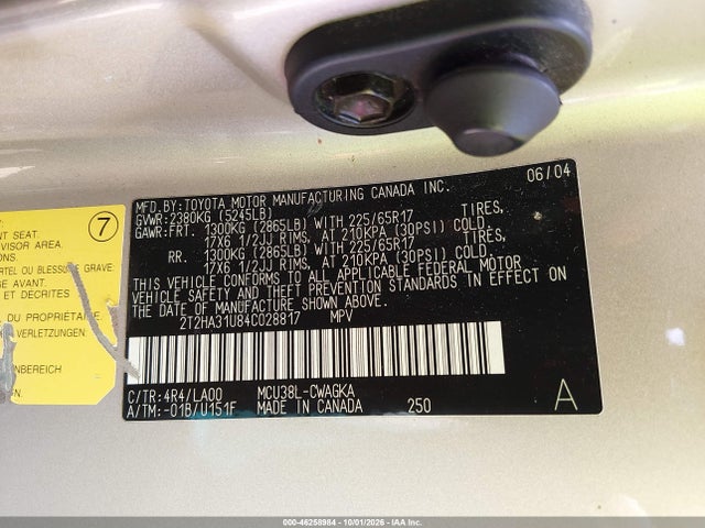Продаж на аукціоні авто 2004 Lexus Rx 330, vin: 2T2HA31U84C028817, номер лоту: 46258984