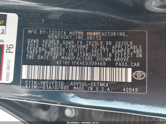 Продажа на аукционе авто 2014 Toyota Camry Le, vin: 4T1BF1FK4EU309469, номер лота: 46259033