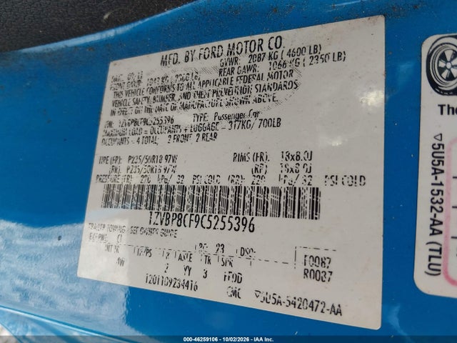 Aukcja sprzedaży 2012 Ford Mustang Gt Premium, vin: 1ZVBP8CF9C5255396, numer aukcji: 46259106