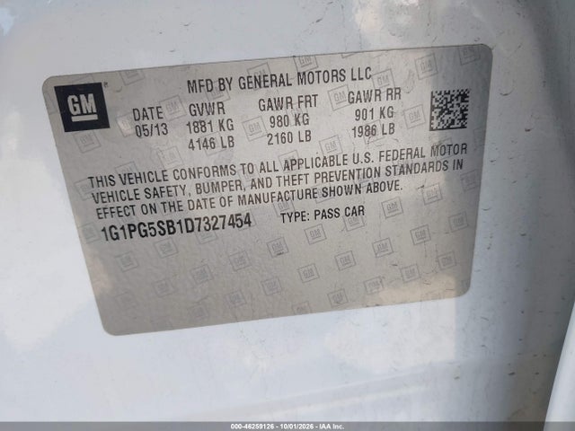 Продажа на аукционе авто 2013 Chevrolet Cruze Ltz, vin: 1G1PG5SB1D7327454, номер лота: 46259126