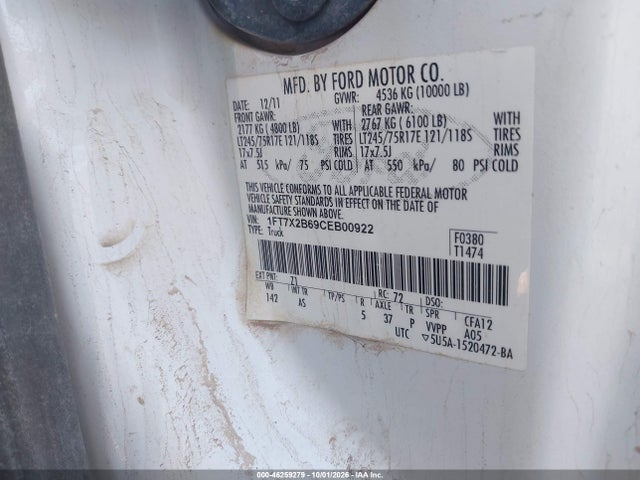 2012 Ford F-250 Xl მანქანა იყიდება აუქციონზე, vin: 1FT7X2B69CEB00922, აუქციონის ნომერი: 46259279
