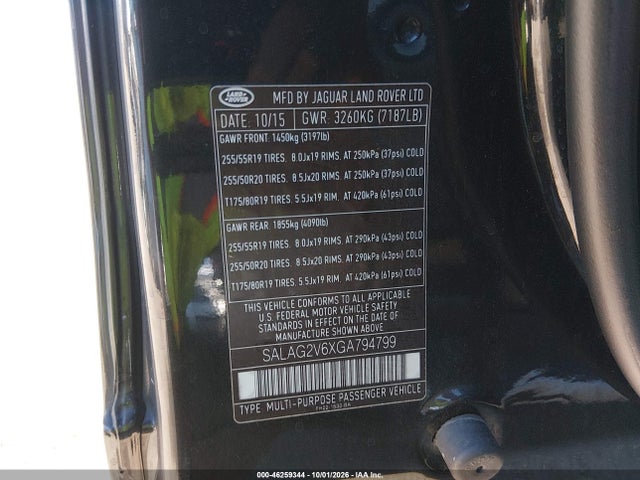 Продаж на аукціоні авто 2016 Land Rover Lr4, vin: SALAG2V6XGA794799, номер лоту: 46259344