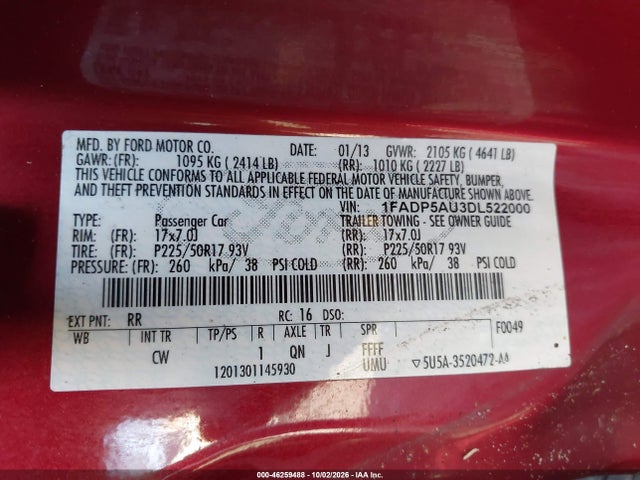 46259488 :رقم المزاد ، 1FADP5AU3DL522000 vin ، 2013 Ford C-max Hybrid Se مزاد بيع