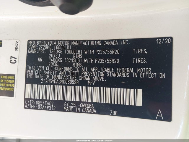 Продаж на аукціоні авто 2021 Lexus Rx 450h, vin: 2T2HGMDA3MC060998, номер лоту: 46259696