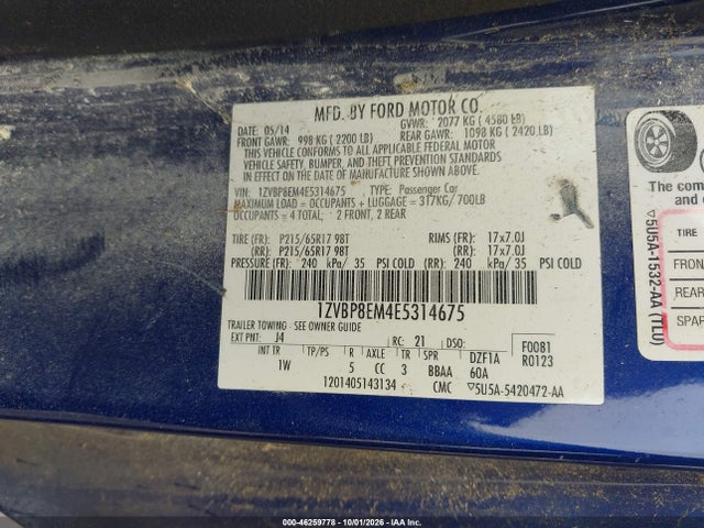 Продажа на аукционе авто 2014 Ford Mustang V6, vin: 1ZVBP8EM4E5314675, номер лота: 46259778