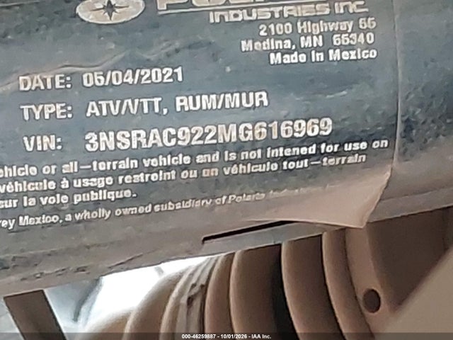 Aukcja sprzedaży 2021 Polaris Rzr Pro Xp Premium, vin: 3NSRAC922MG616969, numer aukcji: 46259887