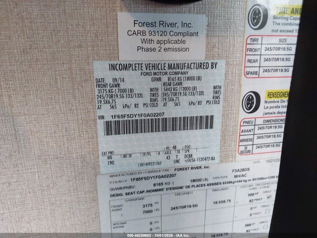 Продажа на аукционе авто 2015 Ford F53, vin: 1F65F5DY1F0A02207, номер лота: 46259902