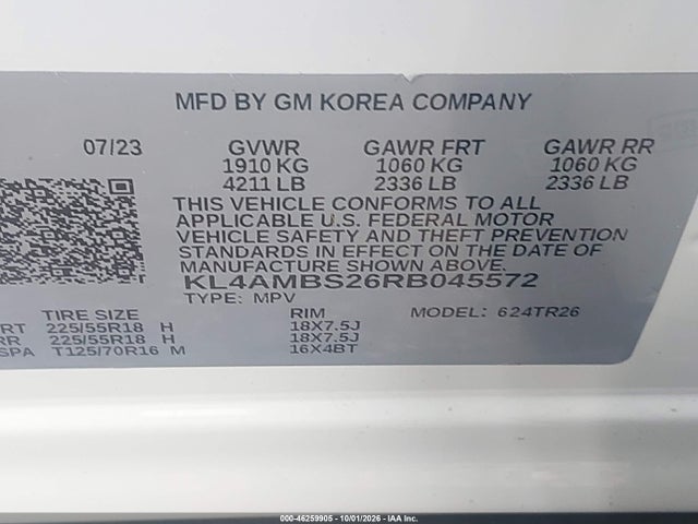 Aukcja sprzedaży 2024 Buick Encore Gx Preferred Fwd, vin: KL4AMBS26RB045572, numer aukcji: 46259905