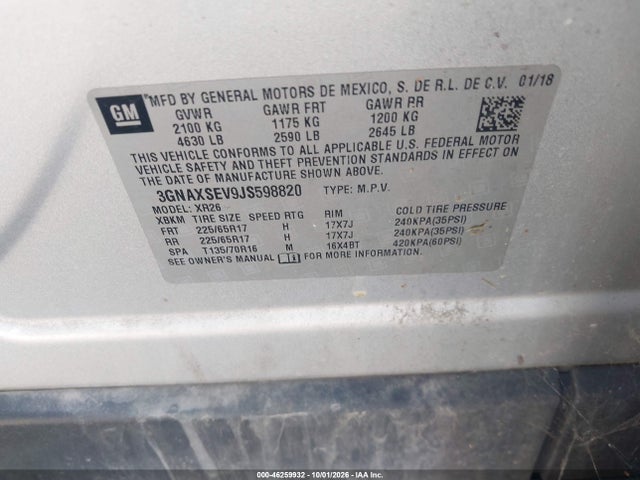 Chevrolet EQUINOX LT 2018 3GNAXSEV9JS598820 Image 9