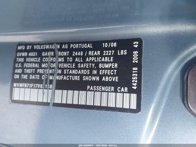 Продаж на аукціоні авто 2007 Volkswagen Eos 3.2l, vin: WVWFB71F17V021484, номер лоту: 46259973