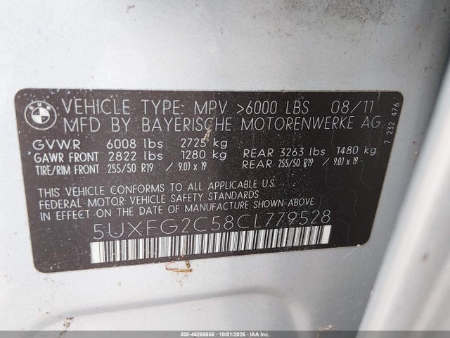 Продаж на аукціоні авто 2012 Bmw X6, vin: 5UXFG2C58CL779528, номер лоту: 46260056