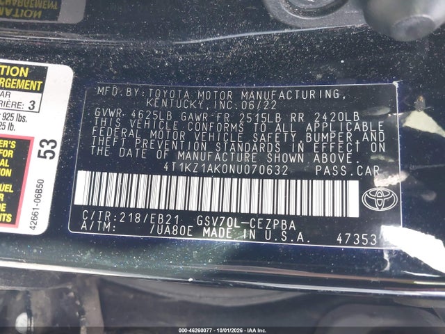 Toyota CAMRY TRD 2022 4T1KZ1AK0NU070632 Image 9