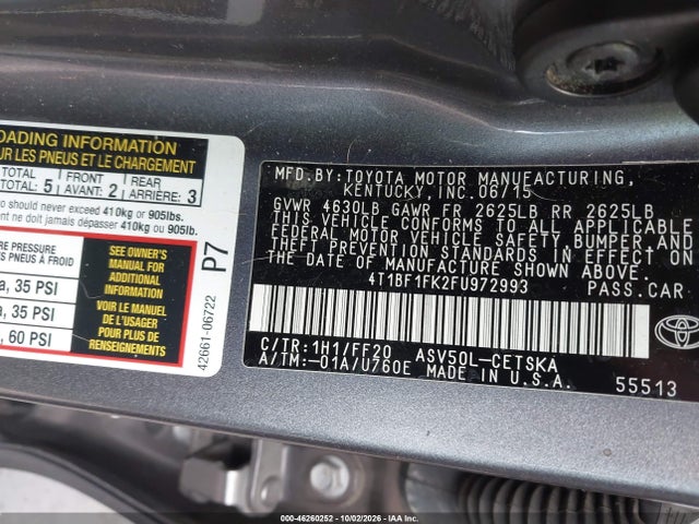4T1BF1FK2FU972993 Toyota CAMRY SE