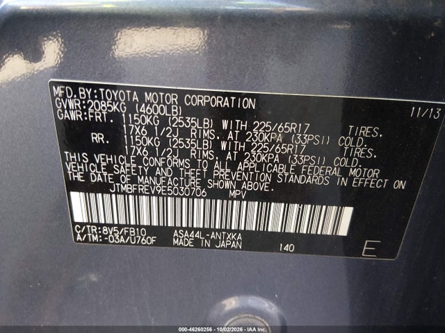 Продаж на аукціоні авто 2014 Toyota Rav4 Le, vin: JTMBFREV9E5030706, номер лоту: 46260256