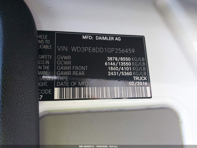 Продажа на аукционе авто 2016 Mercedes-benz Sprinter 2500 High  Roof, vin: WD3PE8DD1GP256459, номер лота: 46260310