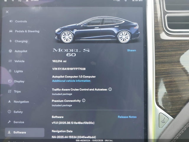 Продаж на аукціоні авто 2015 Tesla Model S 60/70/85, vin: 5YJSA1S19FFP77028, номер лоту: 46260324