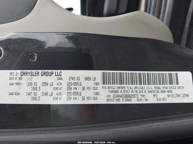 Продажа на аукционе авто 2011 Dodge Grand Caravan Express, vin: 2D4RN4DG8BR629573, номер лота: 46260458