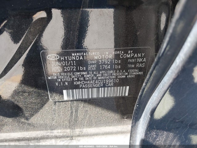 Aukcja sprzedaży 2012 Hyundai Elantra Limited (ulsan Plant), vin: KMHDH4AE4CU199610, numer aukcji: 46260483