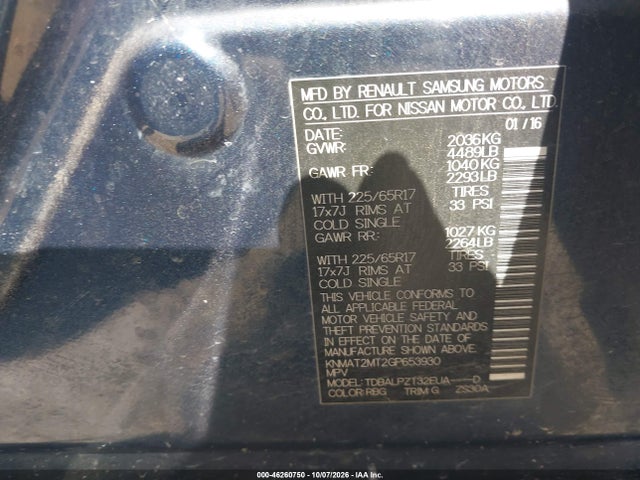 Aukcja sprzedaży 2016 Nissan Rogue S, vin: KNMAT2MT2GP653930, numer aukcji: 46260750