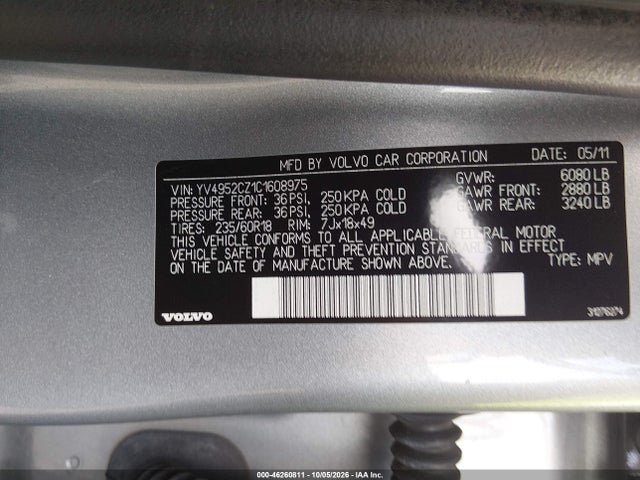 Продаж на аукціоні авто 2012 Volvo Xc90 3.2/3.2 Platinum/3.2 Premier Plus, vin: YV4952CZ1C1608975, номер лоту: 46260811