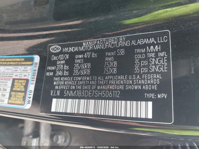 Продажа на аукционе авто 2025 Hyundai Tucson Sel, vin: 5NMJB3DE7SH506112, номер лота: 46260813