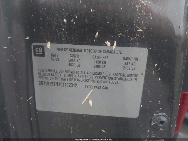 Продаж на аукціоні авто 2009 Chevrolet Impala Lt, vin: 2G1WT57N491112312, номер лоту: 46260862