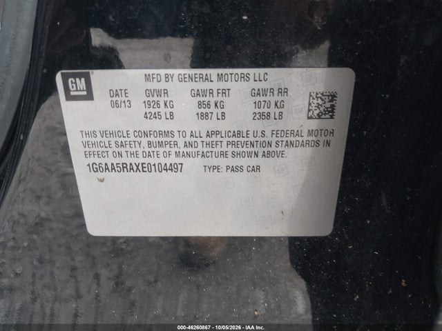 Продаж на аукціоні авто 2014 Cadillac Ats Standard, vin: 1G6AA5RAXE0104497, номер лоту: 46260867