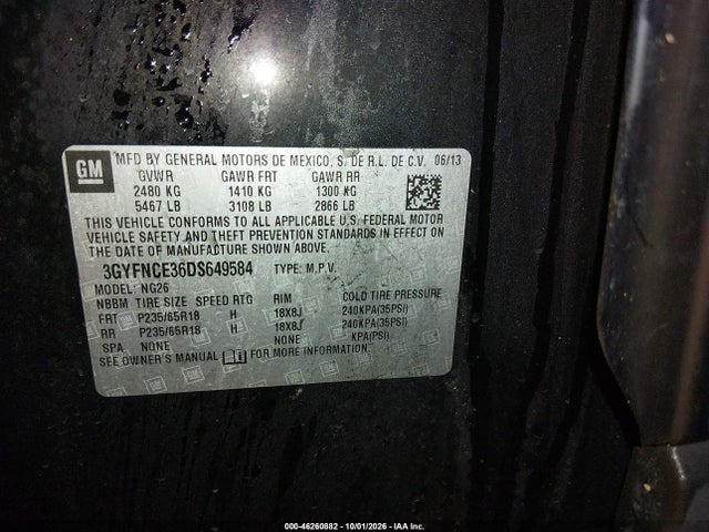 Продаж на аукціоні авто 2013 Cadillac Srx Luxury Collection, vin: 3GYFNCE36DS649584, номер лоту: 46260882