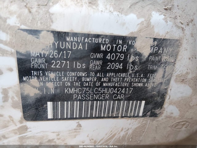 Продаж на аукціоні авто 2017 Hyundai Ioniq Hybrid Sel, vin: KMHC75LC5HU042417, номер лоту: 46260905