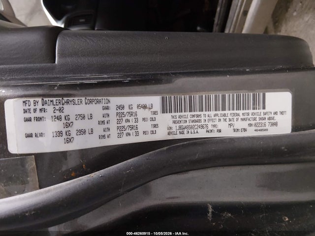 Продаж на аукціоні авто 2002 Jeep Grand Cherokee Laredo, vin: 1J8GW48S02C249676, номер лоту: 46260915