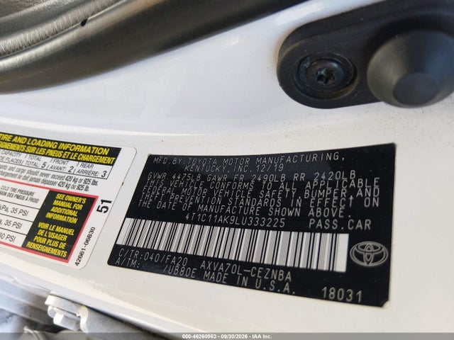 4T1C11AK9LU333225 Toyota CAMRY LE