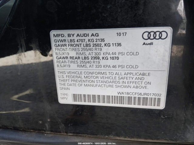 Продажа на аукционе авто 2018 Audi Q3 2.0t Premium/2.0t Sport Premium, vin: WA1BCCFS6JR017032, номер лота: 46260974