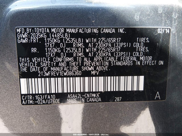 Toyota Rav4 Xle 2014 2T3WFREV1EW086360 Image 9