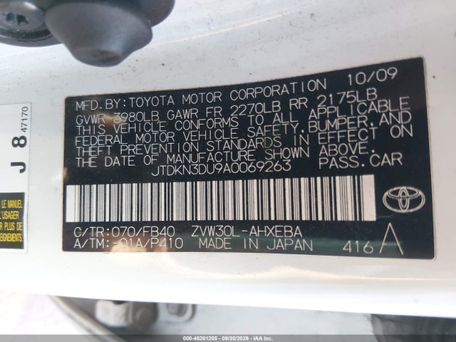 Aukcja sprzedaży 2010 Toyota Prius Ii, vin: JTDKN3DU9A0069263, numer aukcji: 46261205