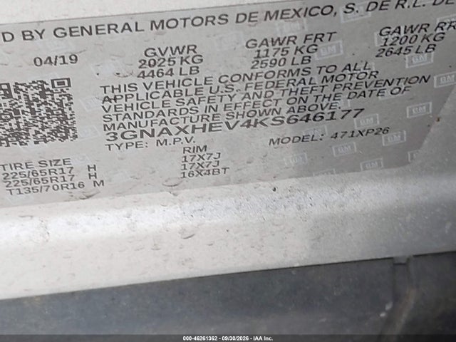 Chevrolet EQUINOX LS 2019 3GNAXHEV4KS646177 Image 9